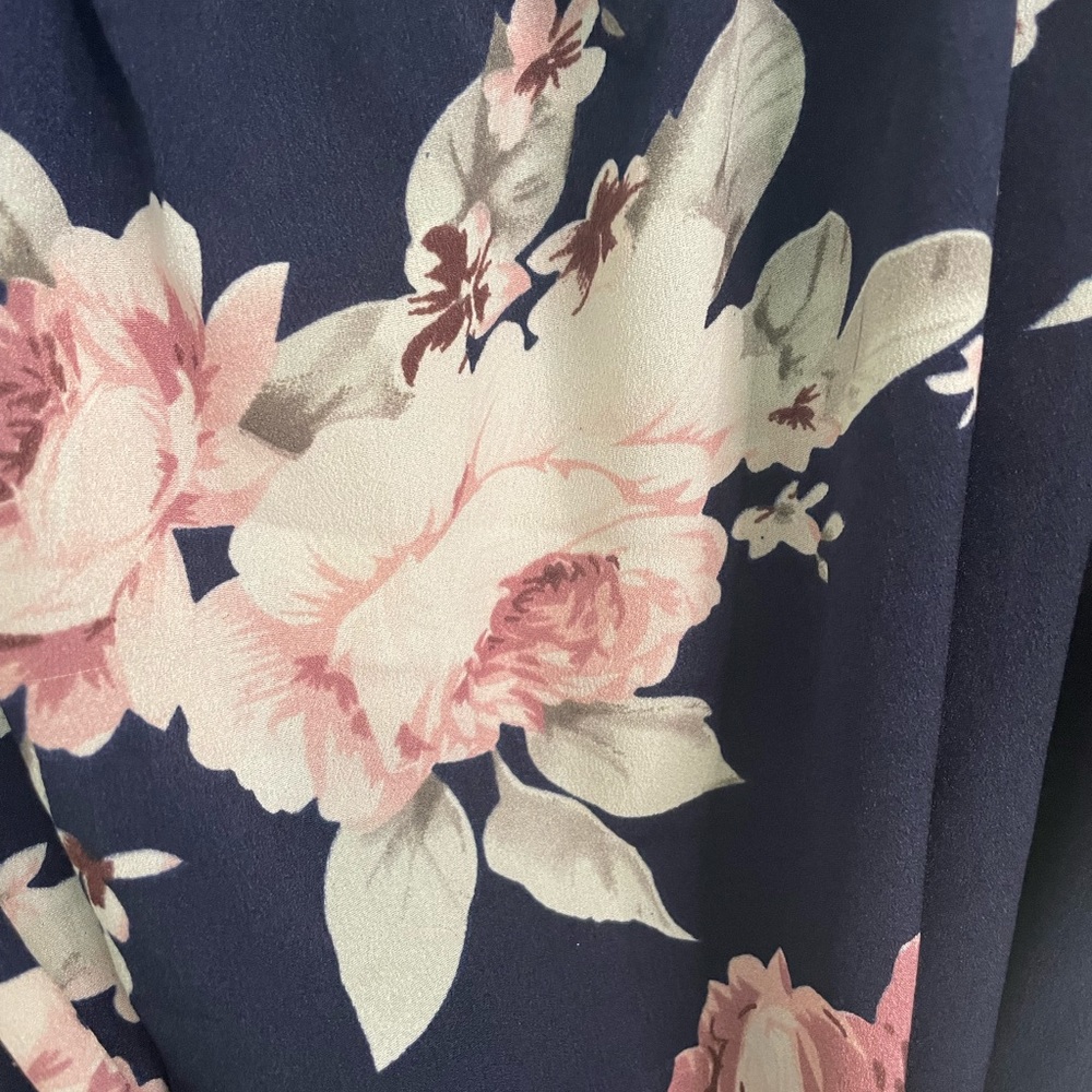 Floral Ruffle Dress- Navy - Picture 3 of 4